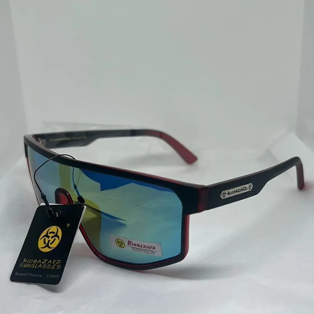 Biohazard Mirrored Shield Sunglasses – Model BZ66302